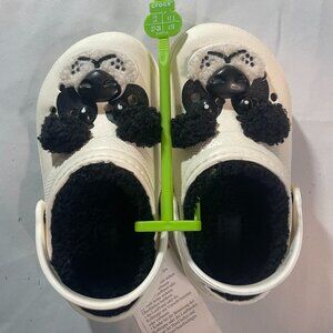 Crocs Classic Lined IAM Panda Bear Clogs Sandals Size 10 White Black NWT